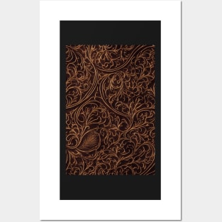 Dark Brown Ornamental Leather Stripes, natural and ecological leather print #47 Posters and Art